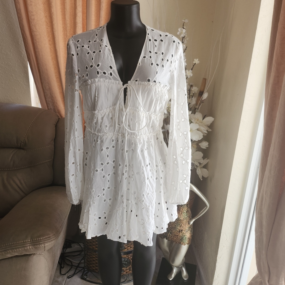 Zara Eyelet Mini Dress size L